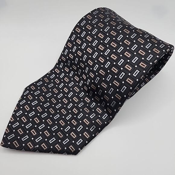 Louis Dell 'Olio Black Patterned Silk Tie - Made in Italy - Like New - Picture 4 of 4
